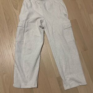 TNA mega cargo sweatpants size large heather light oatmeal